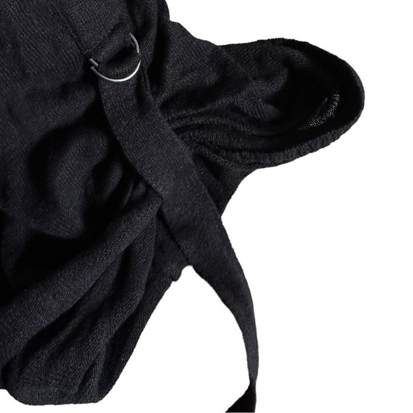 Talbots XL Black Linen Blend Roll Tab Sleeve Open Cardigan Lightweight Classic - Picture 6 of 8